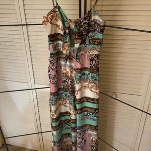 WOW Couture Printed Jumpsuit, silky chic, peekaboo bodice bow